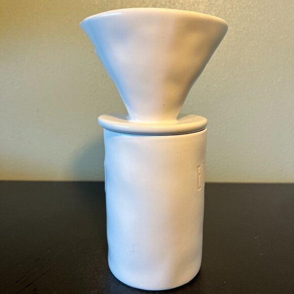 Rae Dunn STUDIO BY MAGENTA Pour Over Drip Coffee Set BREW and ENJOY White Beige - Picture 7 of 14